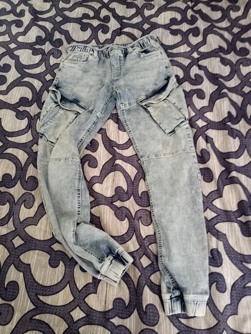 👠JEANIEOLOGIE Jeans With Elastic Waistband And Cuffs And Rope Tie Closure👠
